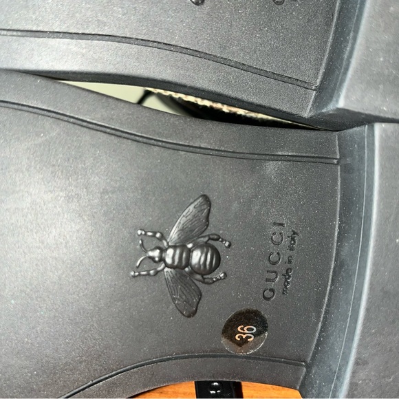 Gucci Logo EU 36 Print Canvas & Leather Combat Boots Booties - Picture 15 of 16